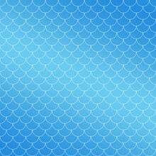 Holographic Blue Background With Mermaid Scales. Scaled Dragon Underwater Sea Texture. Marine Underwater Background