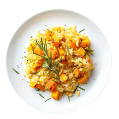 Poster - Butternut Squash Risotto Isolated on a Transparent Background 