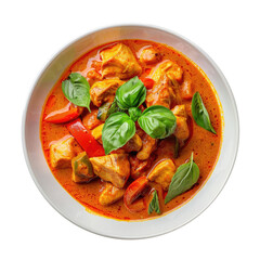 Wall Mural - Bowl of Thai Red Curry Isolated on a Transparent Background 