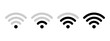 Mobile wireless signal strength indicator, Wi-Fi connection icon, black sign, wi fi signal vector symbol