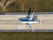 © FATIR29 - Aerial view of an airport. aerial view of airport terminal with parked airplanes
