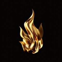 Wall Mural - 3D Gold Fire Flame Illustration with Negative Space - Hot Logo or Icon Design