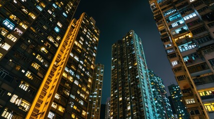 Canvas Print - background of modern office building at night