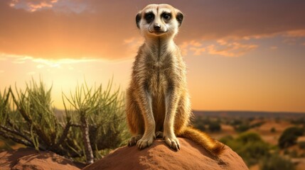 Wall Mural - meerkat standing on the ground