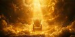 Divine golden throne in celestial realm with angels surrounding Jesus Christ. Concept Heavenly Throne, Golden Aesthetic, Angels, Jesus Christ, Celestial Realm
