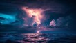 This spectacular image showcases the raw power of nature with a lightning bolt illuminating the dark ocean beneath tumultuous clouds