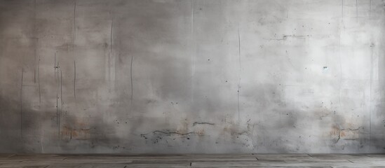 Poster - A room with a concrete wall and a wooden floor. The monochrome photography captures the contrast between the grey concrete and the warm wood tones