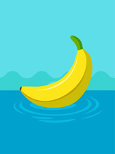 A Bunch Of Ripe Yellow Bananas Hang On A Tree With A Blurred Background Of Lush Green Leaves And Sparkling Water.