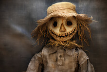 Harvest Sentinel: A Charming Scarecrow With A Pumpkin Head Stands Guard