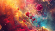 Galaxies and nebulas filled with sweet fruit, berries, currants, pineapples, oranges and lemons
