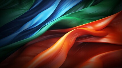 Wall Mural - Vibrant abstract waves in the colors of the Indian flag representing its dynamic spirit and patriotism