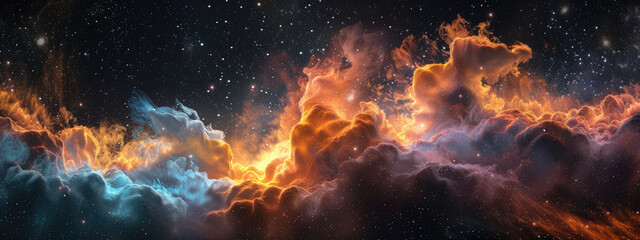 Wall Mural - vivid cosmic cloudscape with stars and nebulas