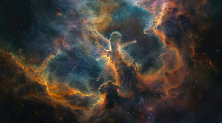 Wall Mural - Cosmic Nebula Resembling Human Form