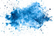 Blue watercolor spatter texture on white background.