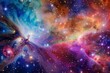 Celestial Dance of Lights: Ethereal Nebula and Star Clusters in Majestic Space Panorama. the universe with a colorful space galaxy cloud nebula, set against the backdrop of a starry night cosmos.