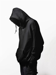 A black hoodie isolated on a white background.