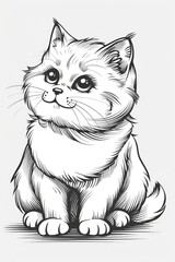 Wall Mural - A black and white drawing of a cat