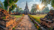 A beautiful view of Wat Ratchaburana temple in Ayutthaya, Thailand.