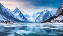 Breathtaking Landscape With Frozen Mountains And Water Background 16 9 Widescreen Backdrop Wallpapers