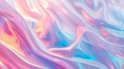 Poster - Holographic neon background ,Colorful psychedelic abstract. Pastel color waves for background