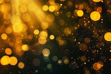 Wall Mural - Yellow tech particle bokeh background.
