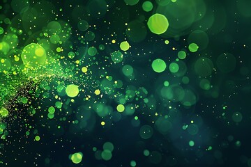 Wall Mural - Blue green tech particle bokeh background.