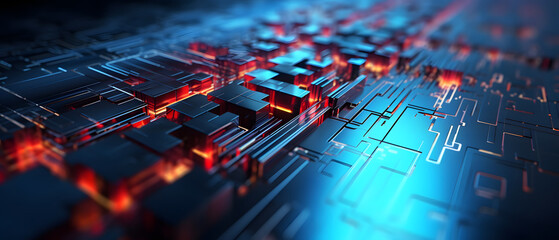 Poster - Abstract Digital Data Electronic Chip Set Computer Background