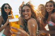 © idaline! - fun beach summer youth friend young woman group friendship happiness drink beer lifestyle holiday
