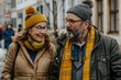 © JovialFox - A senior couple is seen enjoying their city tour, exploring the urban landscape. They are dressed in comfortable travel attire embodying the spirit of adventure and lifelong learning.