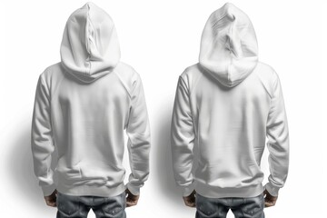 Poster - Men's white blank hoodie template,from two sides, for your design mockup for print, isolated on white background 22