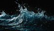 Rippling surface, water droplets, splashing, lively, bubbles, underwater, side view, black background