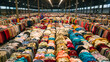 Massive Clothing Warehouse: A Sea of Garments , copy space , stock photo