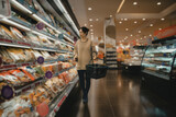 Fototapeta  - Woman Shopping for Groceries in Supermarket