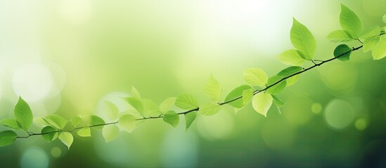 Wall Mural - Vibrant Green Leaves Adorn a Lush Branch in a Serene Natural Setting