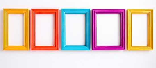 Sticker - Vibrant Color Explosion: White Wall with Quirky and Diverse Colorful Frames