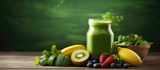 Canvas Print - Refreshing Green Smoothie Packed with Fresh Fruits and Vegetables for a Healthy Lifestyle