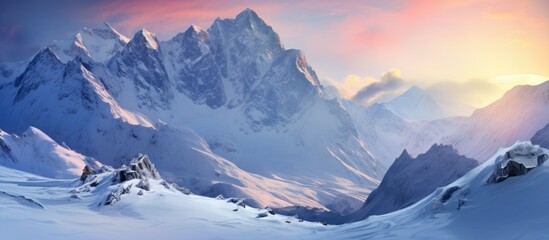 Wall Mural - Majestic Snow-Covered Mountain Range with Pristine White Peaks