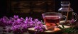 Lavender Tea Relaxation - A Tranquil Moment with a Teapot, Aromatic Flowers, and a Cup of Steaming Herbal Tea