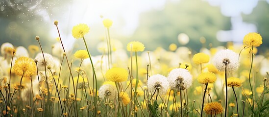 Sticker - Sunny Field of Beautiful Wild Daisies Blooming in Nature's Colorful Tapestry