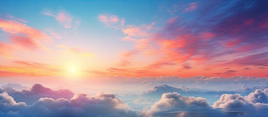 Poster - Dramatic Coastal Sunset with Vibrant Clouds Reflecting over Tranquil Ocean Waters