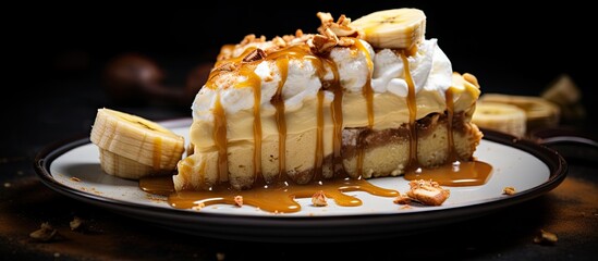 Canvas Print - Decadent Banana Split Drizzled with Caramel Sauce and Topped with Whipped Cream