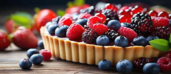 Poster - Delicious Berry Tart Overflowing with Fresh Blueberries, Raspberries, and Strawberries