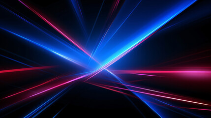 Canvas Print - lights and stripes moving fast on dark background, futuristic technology colorful background