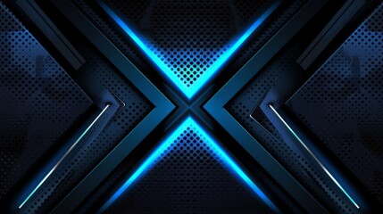 Abstract blue light arrow on black with hexagon mesh design modern luxury futuristic technology background vector illustration.