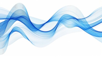 Wall Mural - Abstract blue smooth wave on a white background. Dynamic sound wave. Design element. Vector illustration.