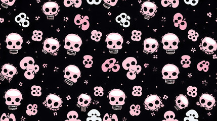 Sticker - cute skull, seamless pattern