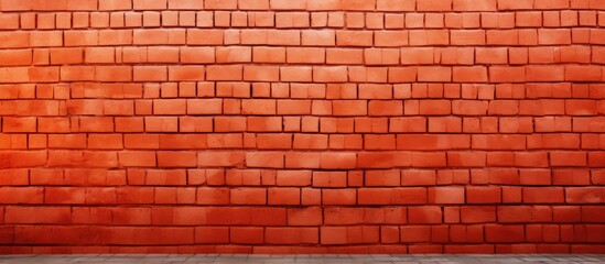 Canvas Print - A closeup of a brown brick wall with amber and orange tints, set against a symmetrical pattern of rectangles, reflecting the building material and brickwork