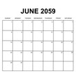 june 2059. monthly calendar design. week starts on sunday. printable, simple, and clean vector design isolated on white background.