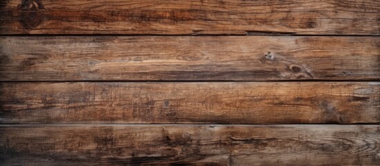 Poster - A closeup of a brown hardwood plank table with a beautiful wood stain pattern. The rectangle table sits on beige flooring with a blurred background