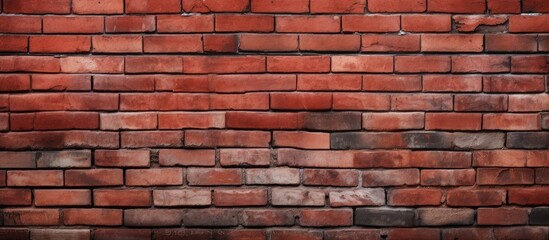 Canvas Print - A detailed close up of a brown brick wall with rectangular windows, showcasing the intricate brickwork pattern and tints and shades of the composite material